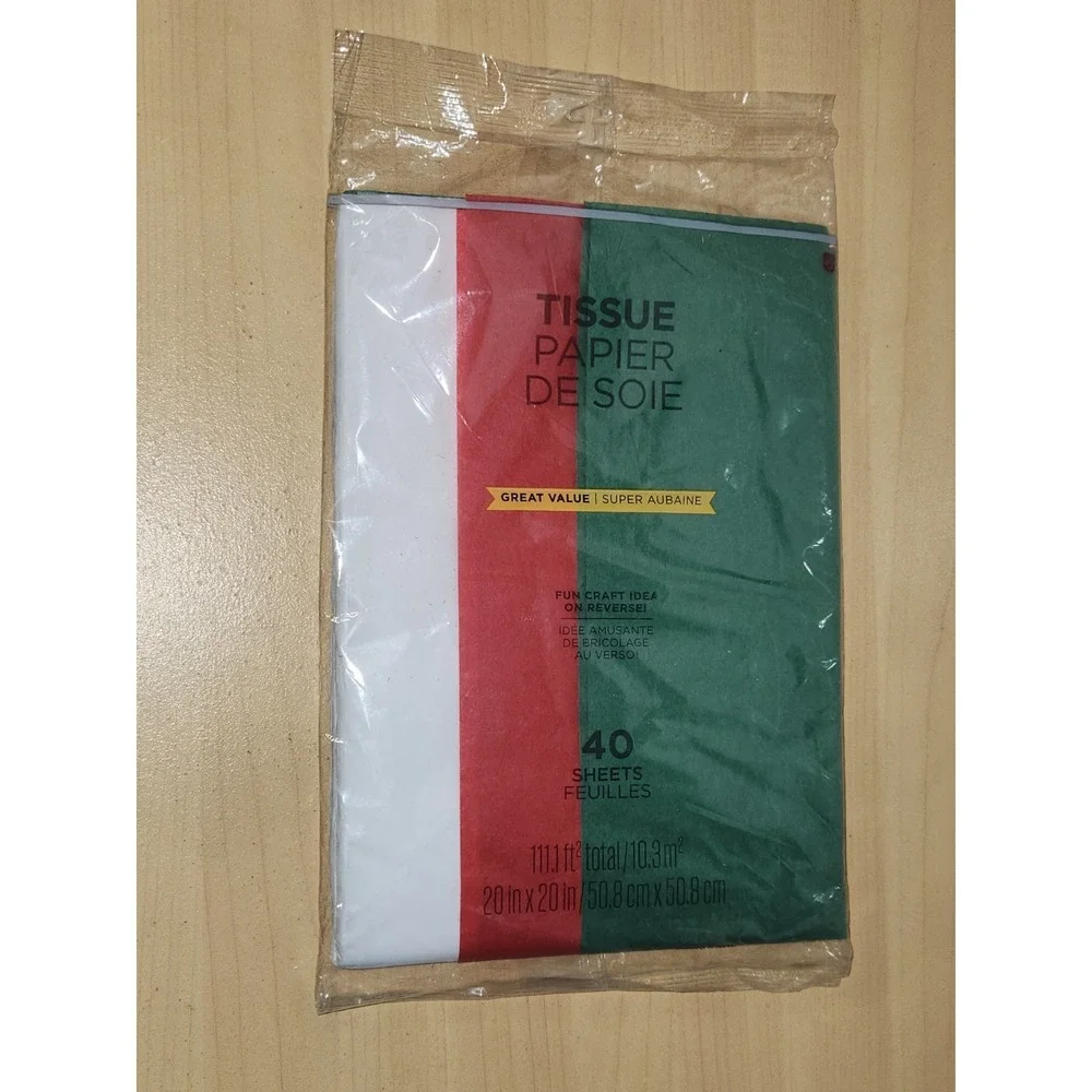 American Greetings Tissue Paper Red White Green Holiday Christmas (40) Sheet NEW